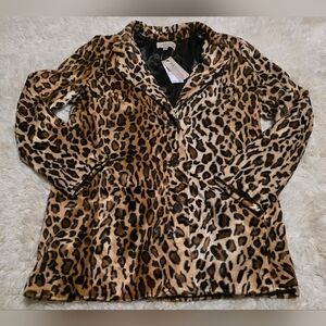 Philosophy Republic Clothing Leopard Print Faux Fur Women's Jacket Sz. Small NWT